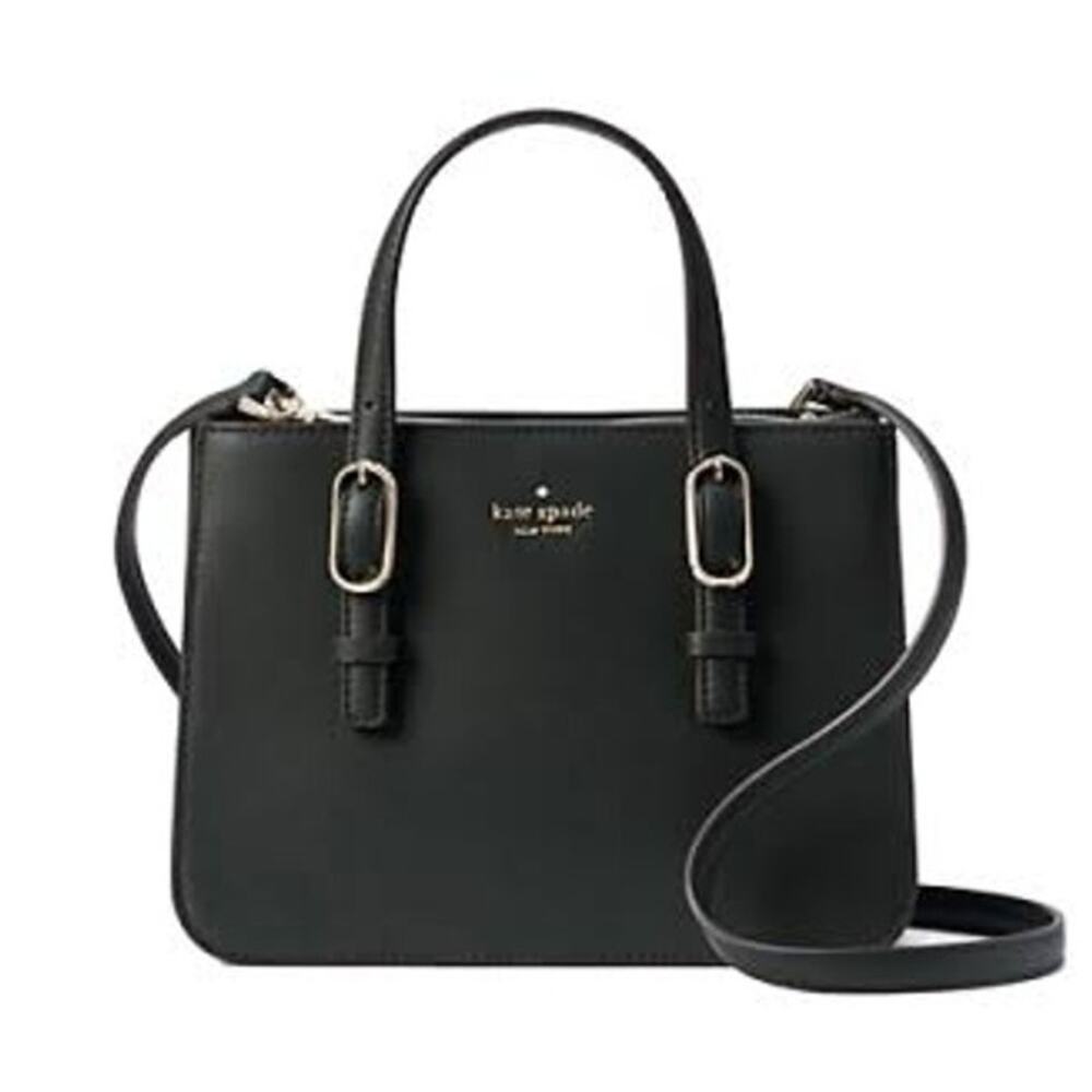 Kate Spade Connie Small Triple Gusset Satchel Black Leather Crossbody